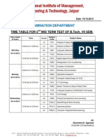 Exam Time Table II MTT VII Sem Oct 2013