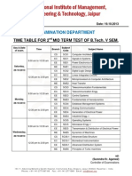 Exam Time Table II MTT v Sem Oct 2013