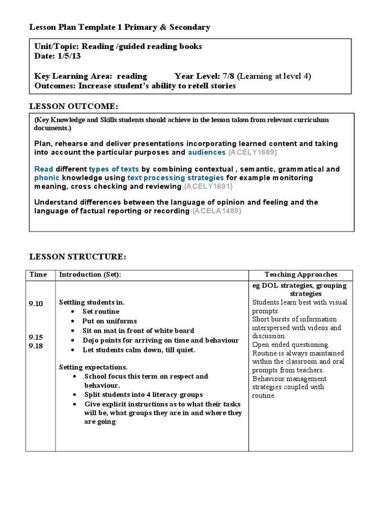 Audiences Read Types Of Texts Phonic Text Processing Strategies Reading Process Lesson Plan