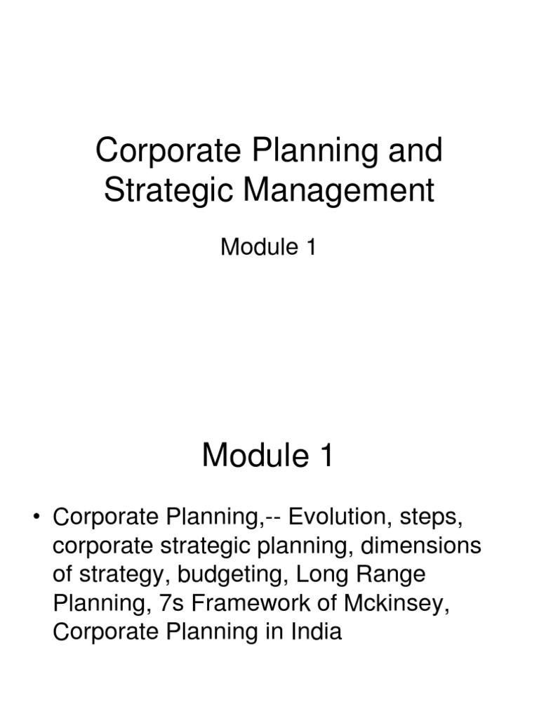 Corporate Planning and Strategy Overview | PDF | Strategic Planning ...