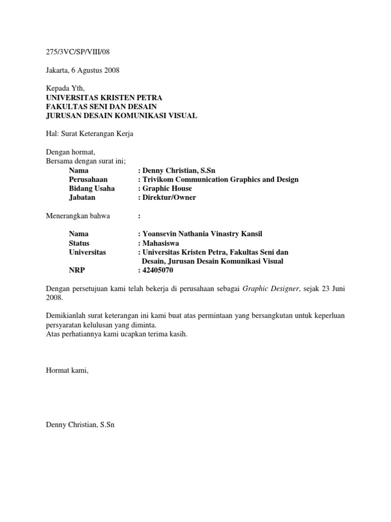 Contoh Surat Balasan Perusahaan Untuk Kerja Praktek