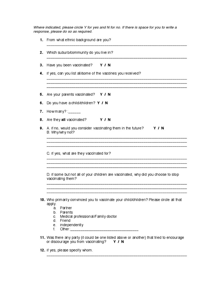 Vaccination Survey Questionnaire | PDF | Self-Improvement