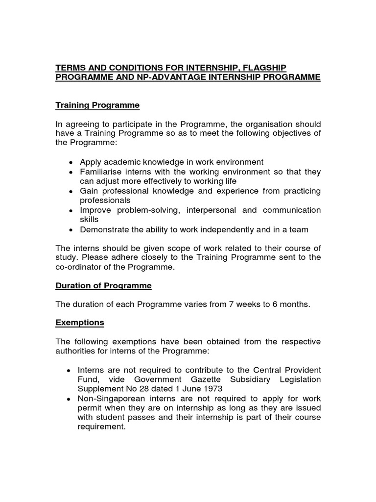 Ngee Ann Poly Terms and Conditions For Internship - Flagship - NP 