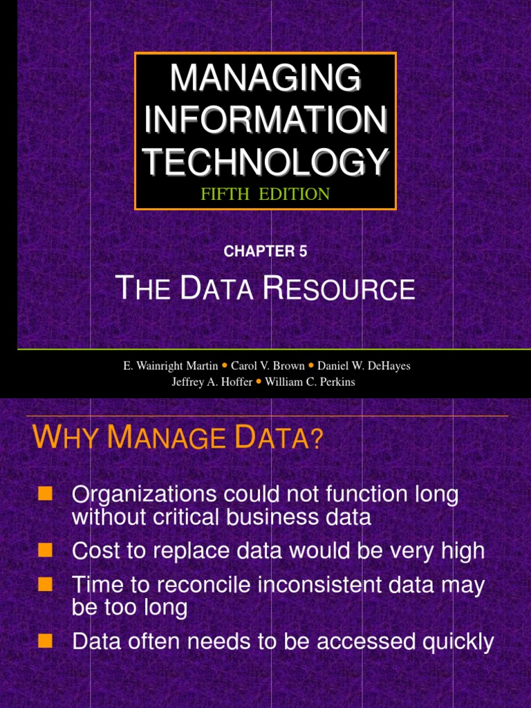 Managing Information Technology: HE ATA Esource | PDF | Data Model ...
