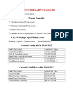 Z Score Formula:: The Saraswat Co-Operative Bank LTD