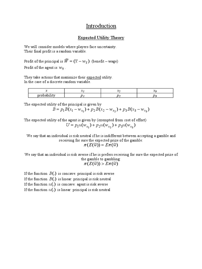 Expected Utility Theory: XX X X P P P | PDF | Utility | Risk Aversion