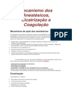 Mecanismo dos Anestésicos, Cicatrização e Coagulação