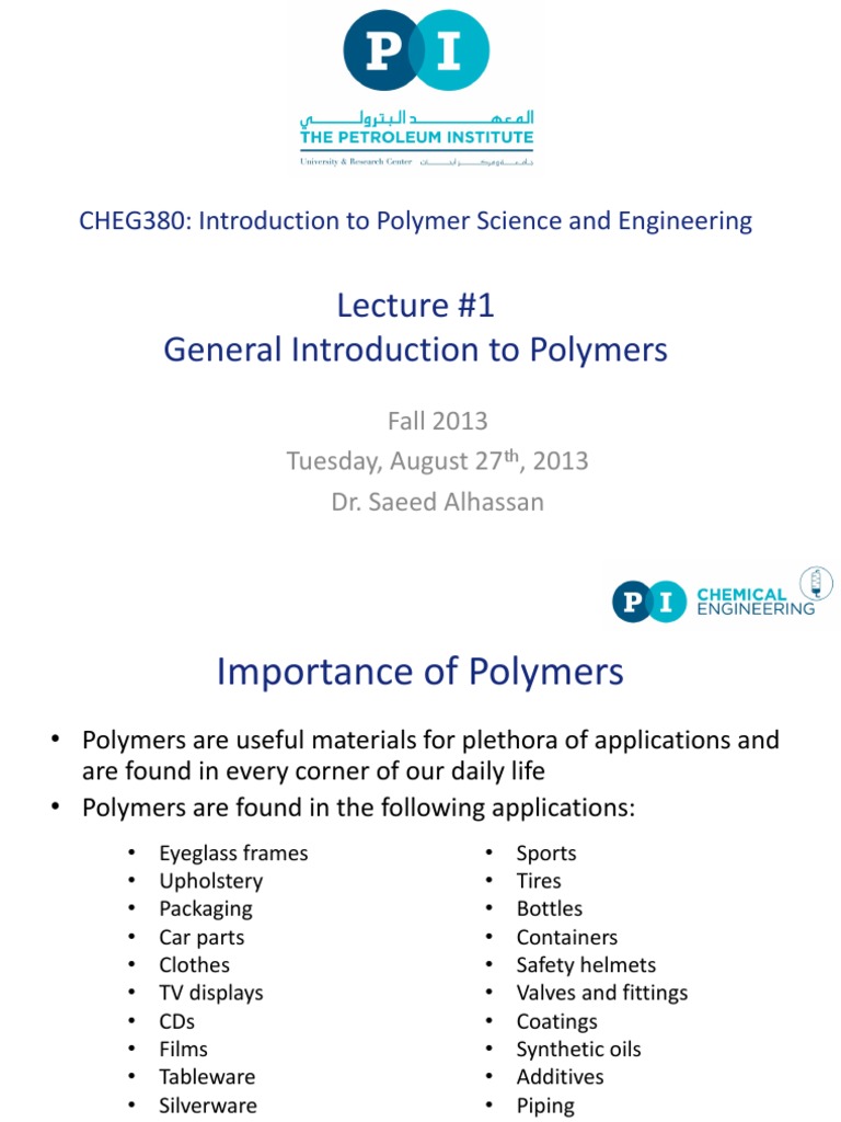 Introduction to Polymer Science Basics | PDF | Polymerization | Polymers