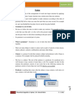 Theoretical Linguistics 2: Syntax Syntax