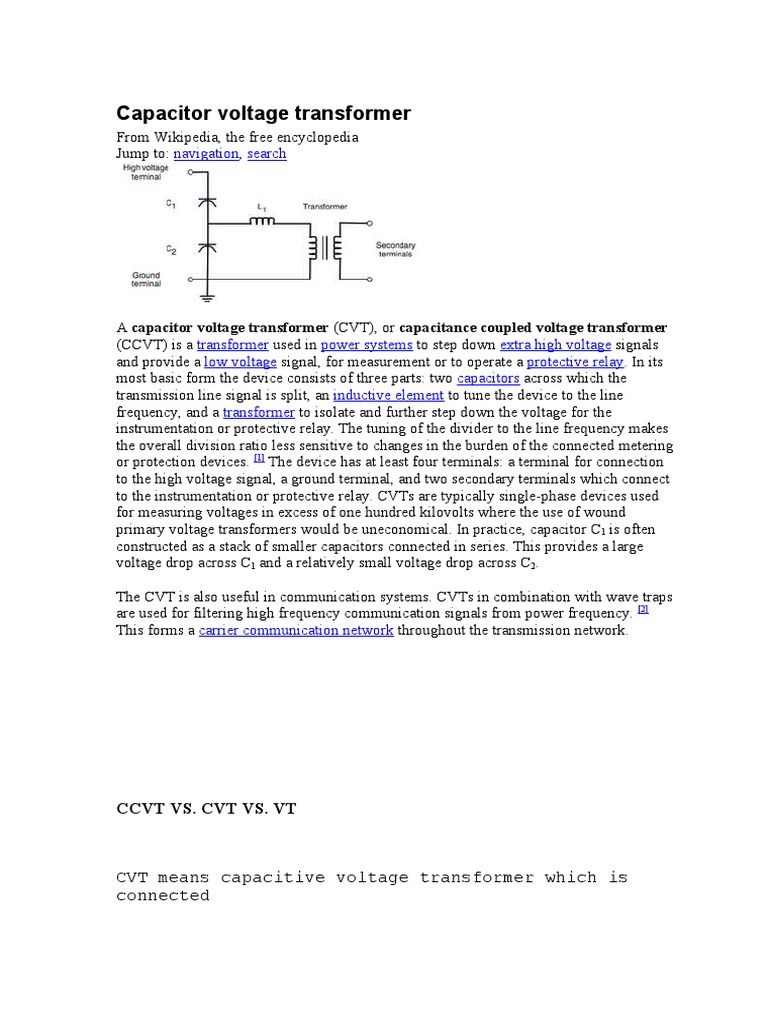Ccvt Vs Pt Transformer Inductor