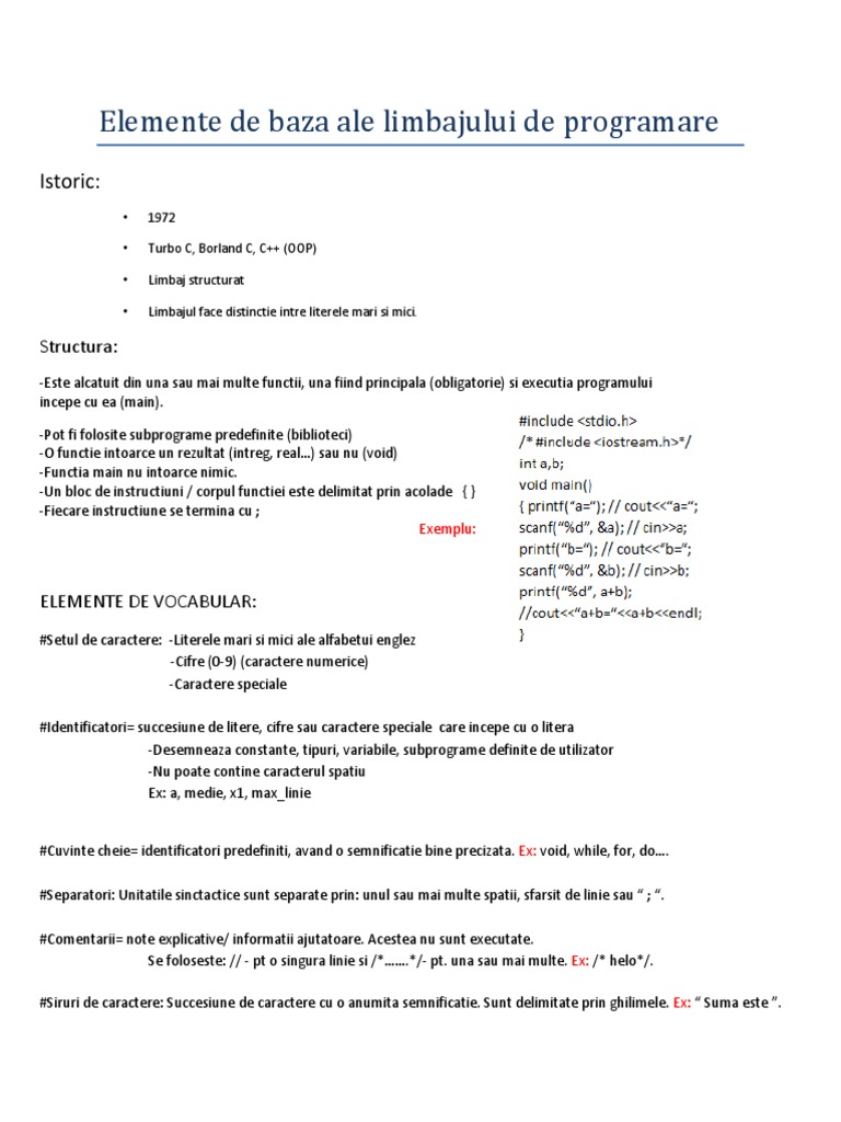 Incepatori C/C++ | PDF