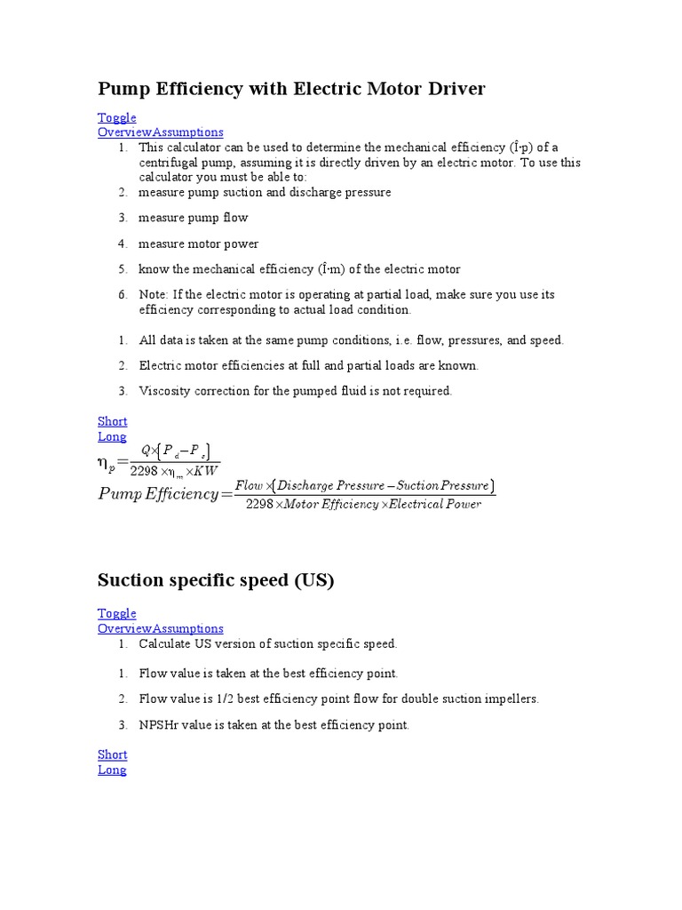 Pump Efficiency Calculator Guide | PDF | Science & Mathematics ...