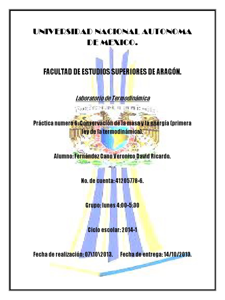 Practica 6 Primera Ley de La Termodinamica