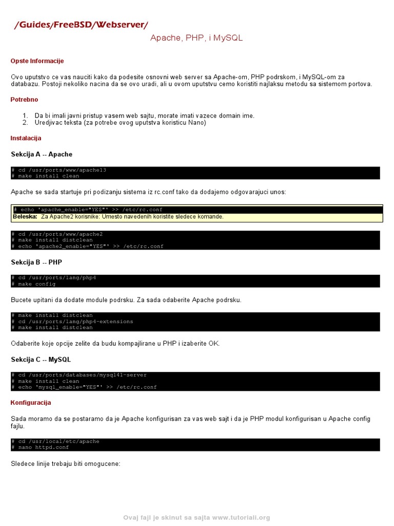 Apache PHP I Mysql | PDF