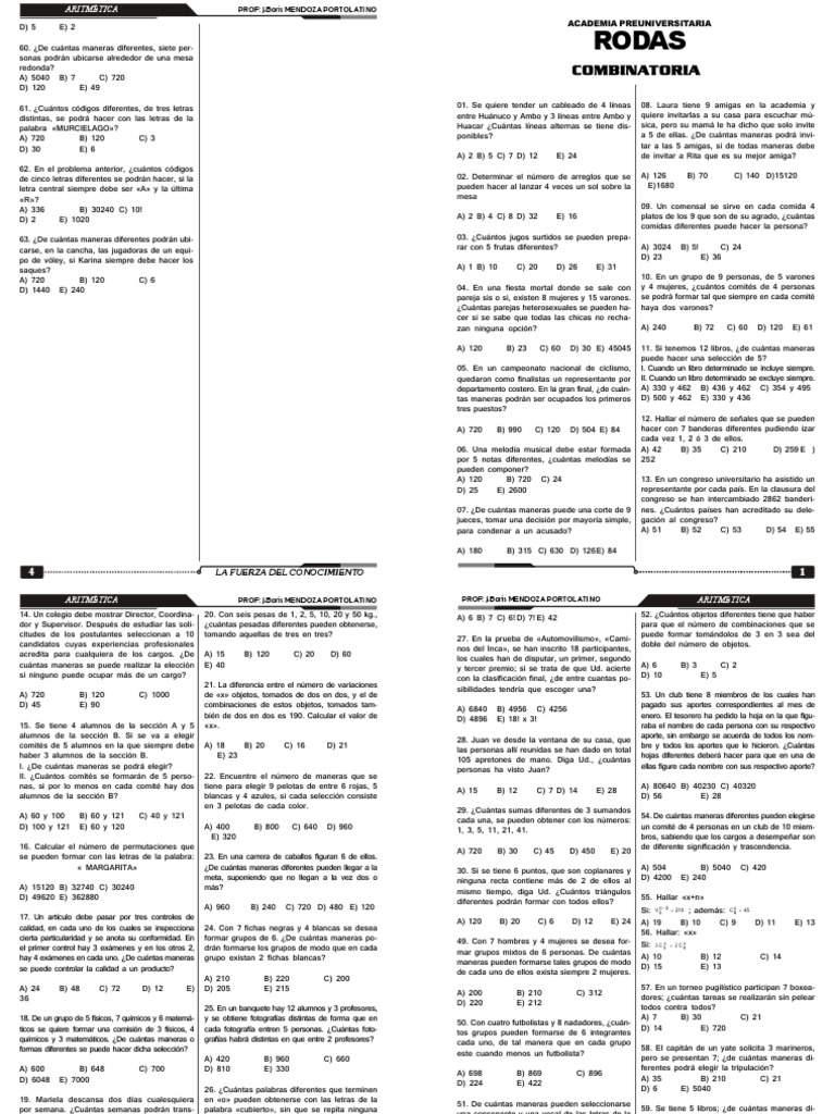 Ejercicios de Combinatoria para Primaria | PDF | Ocio | Deportes