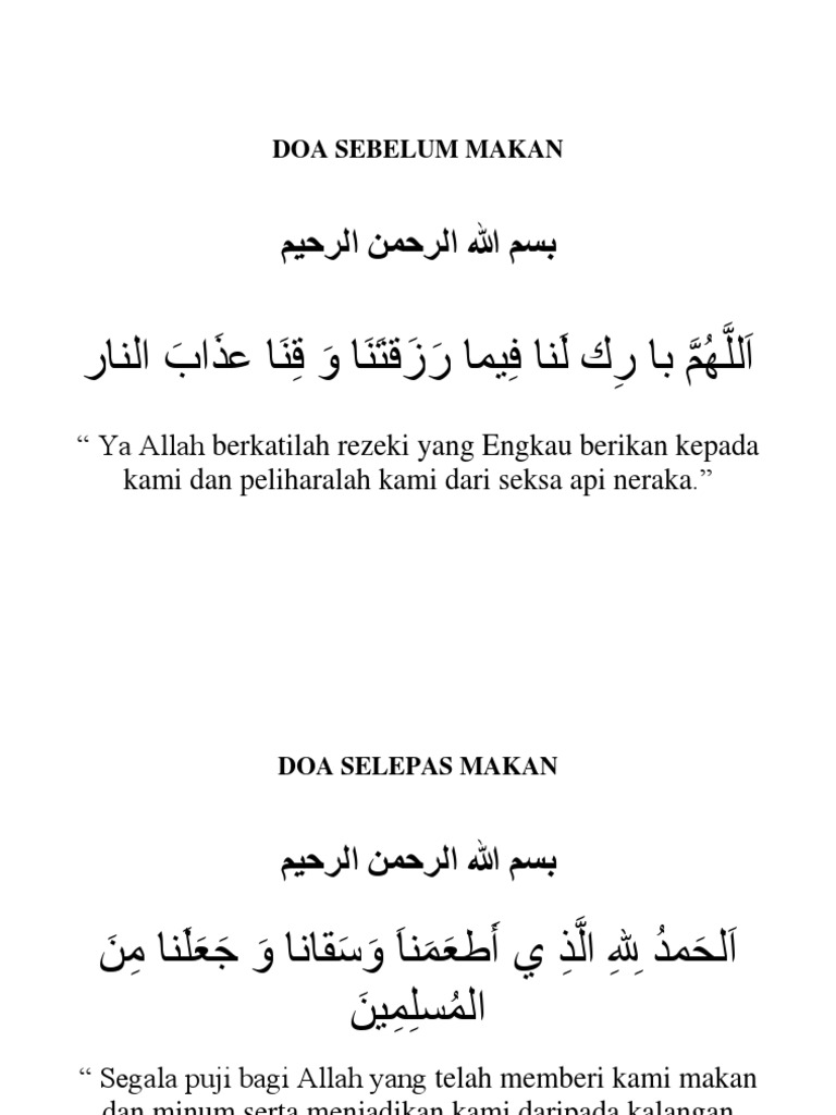 Doa Sebelum Dan Selepas Makan Pdf
