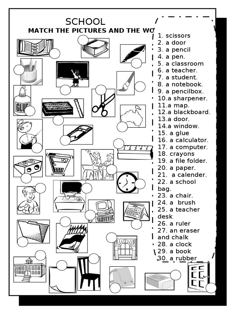 School Vocabulary Matching Activity | PDF