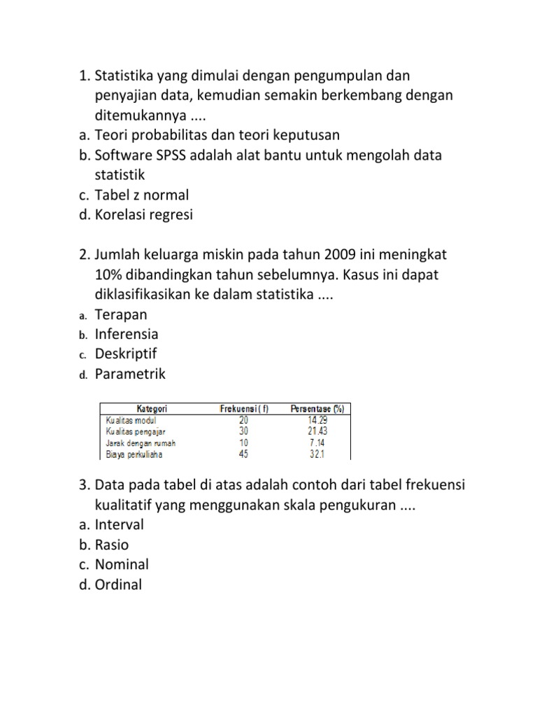 Soal Latihan Pengantar Statistika Sosial Pdf