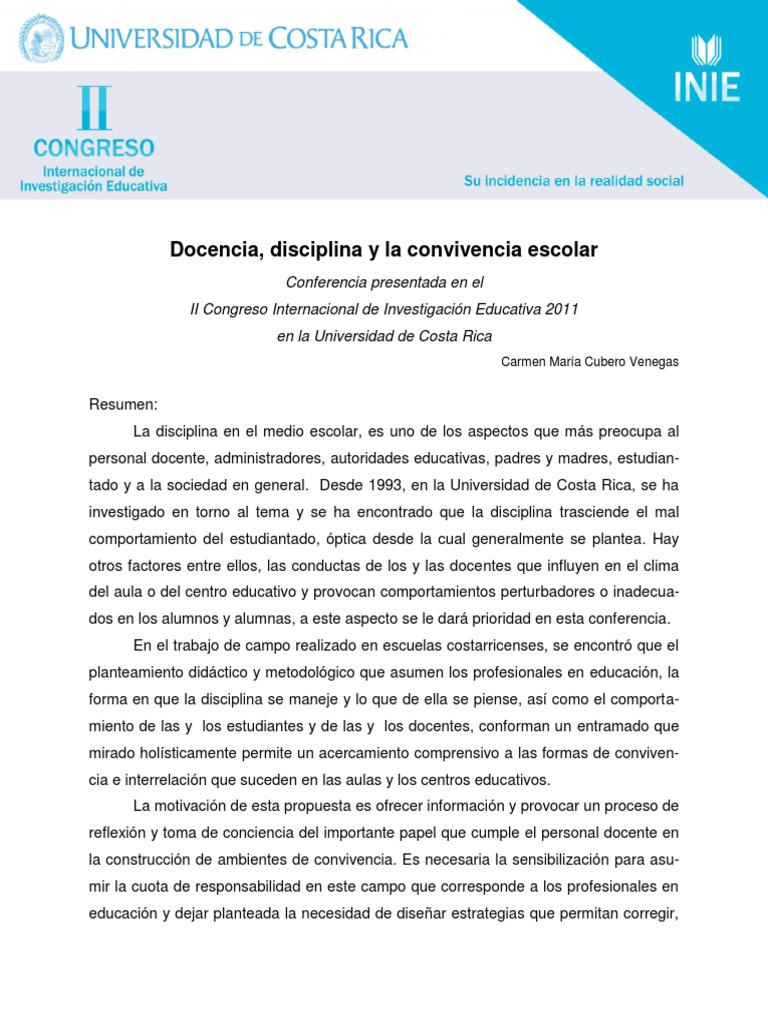 Disciplina y convivencia en educación | PDF | Conflicto (proceso ...