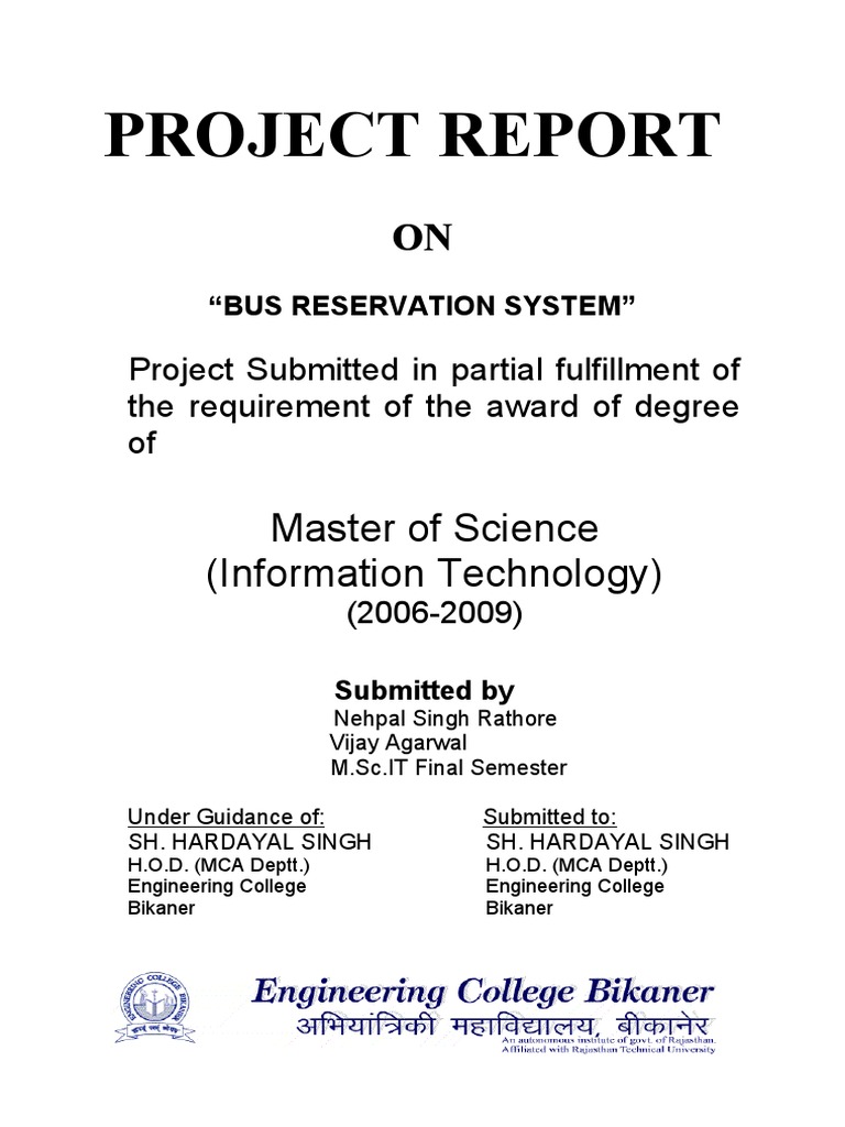 Matter For Bus Reservation System Final Report | PDF