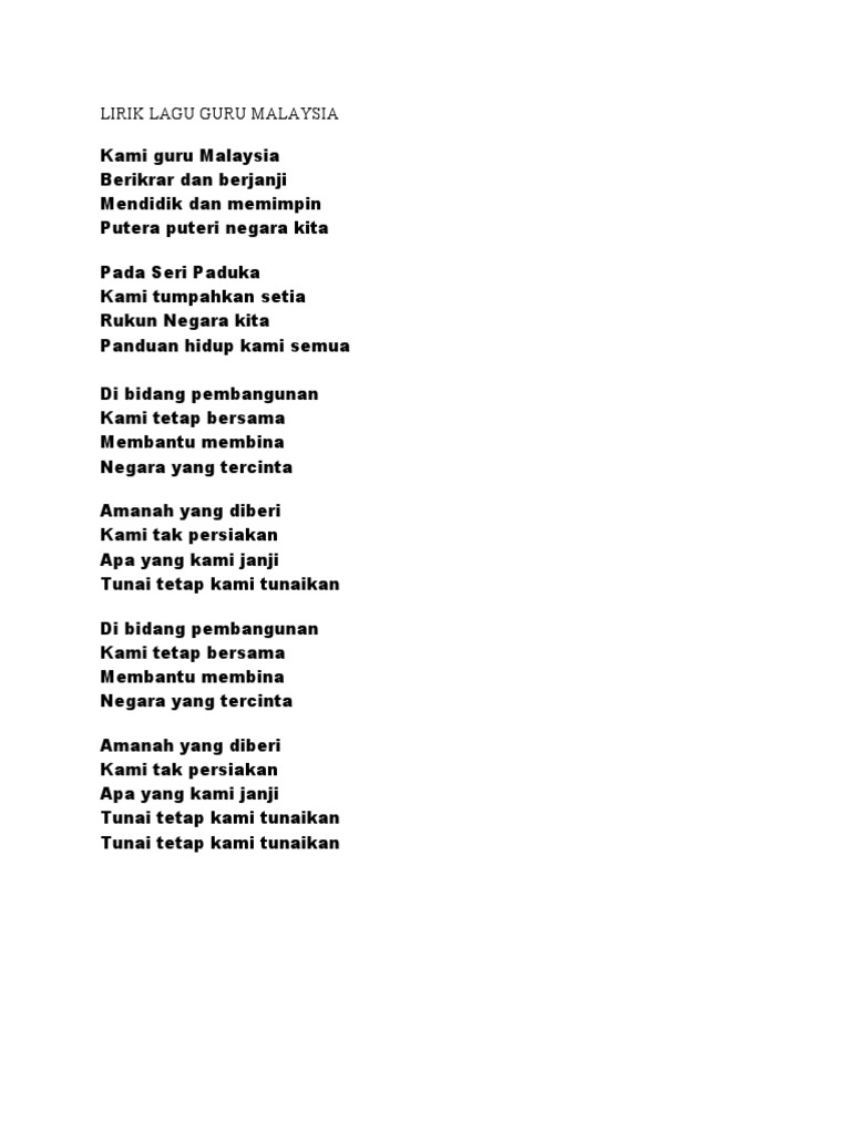 Lirik Lagu Guru Malaysia Lirik Lagu Guru Malaysia