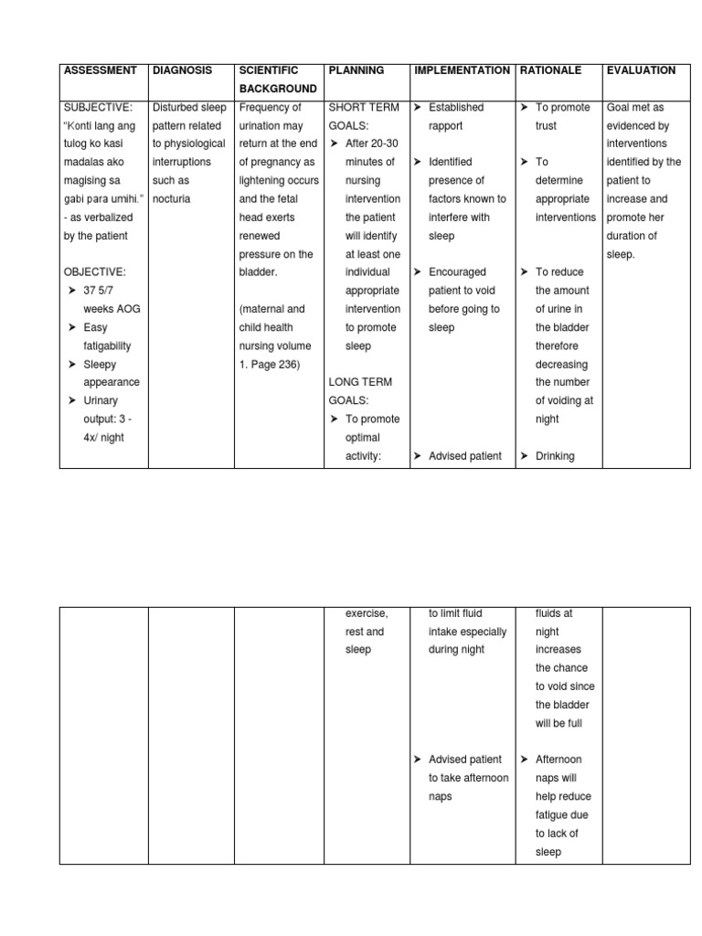 NCP For Disturbed Sleep Pattern and Impaired Comfort Download Free
