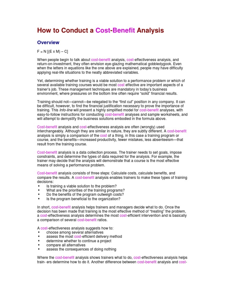 worksheet Cost Benefit Analysis Worksheet how to conduct a cost benefit analysis turnover employment