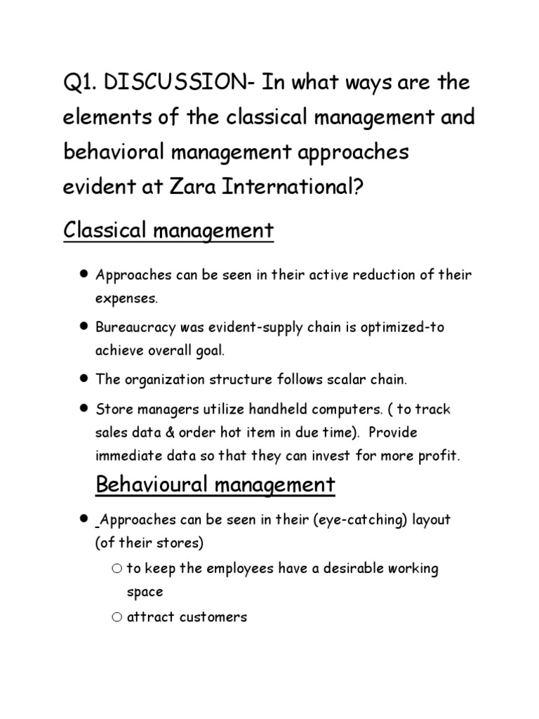 Zara's Management Approaches Explained | PDF
