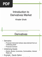 Introduction To Derivatives Market: Khader Shaik