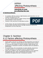 Chapter 6: Nutrition 6.12 Factors Affecting Photosynthesis