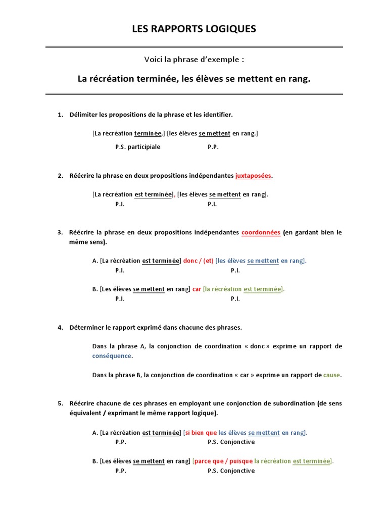Grammaire : Les Rapports Logiques – GOKF