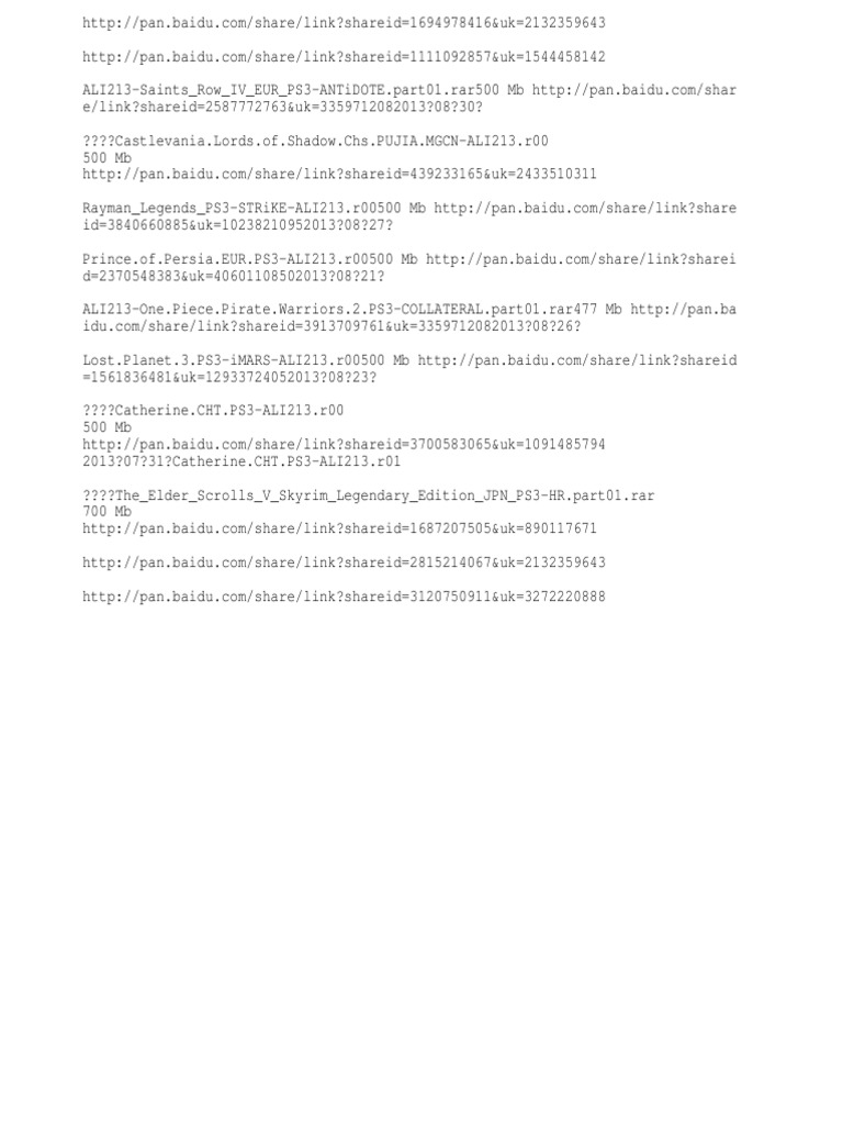 PS3 Game Downloads and Links | PDF