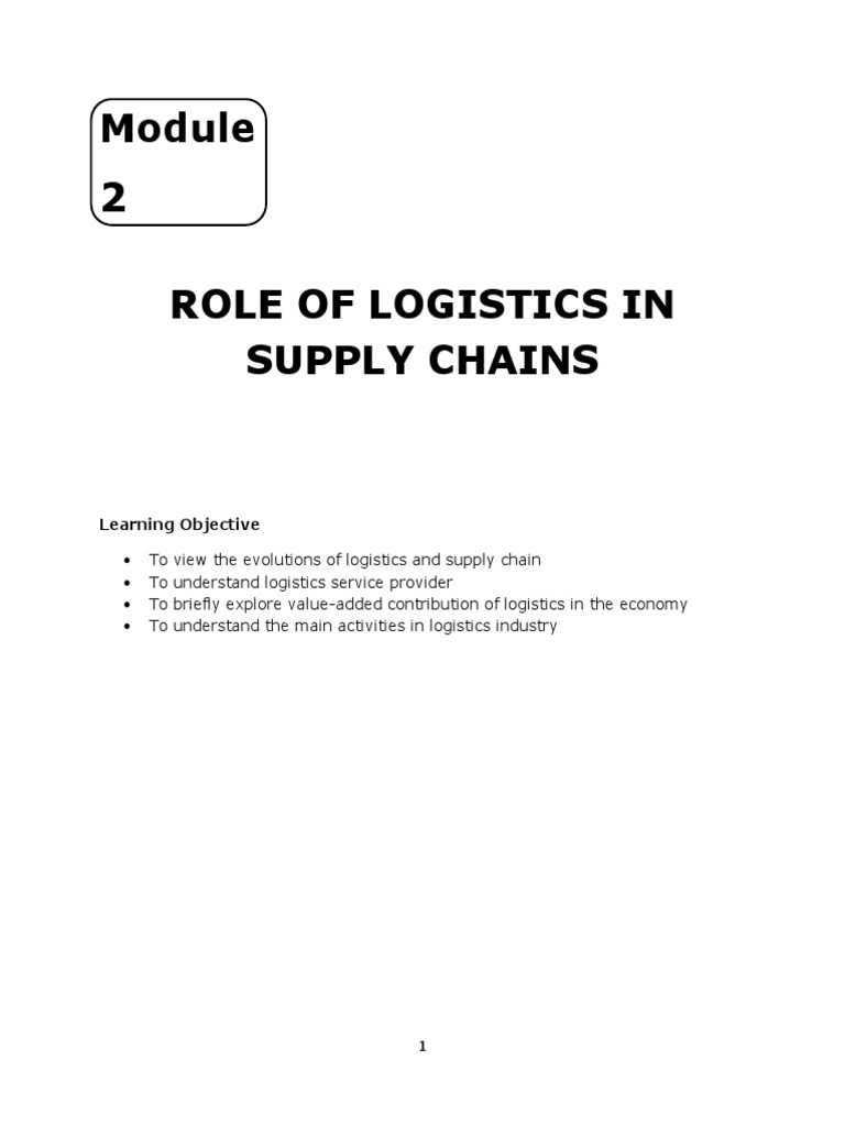 Role of Logistics in Supply Chain | PDF | Logistics | Supply Chain ...