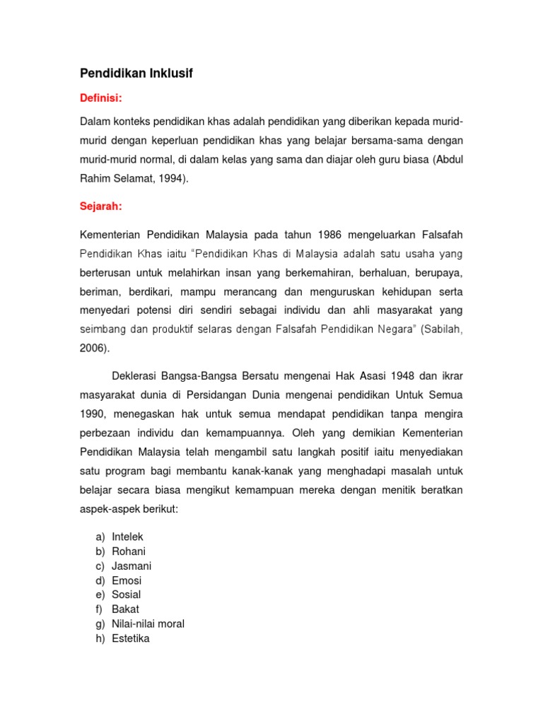 Pendidikan Inklusif | PDF | Karier & Perkembangan