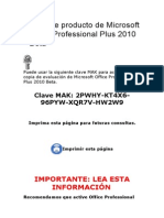 Clave de Producto de Microsoft Office Professional Plus 2010 Beta