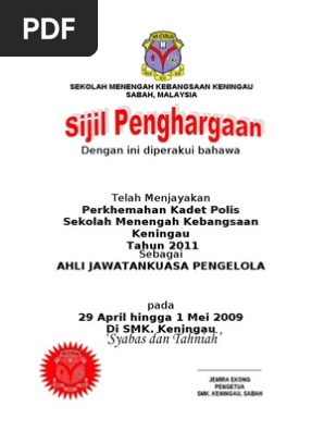 Sijil Kadet Polis Pdf