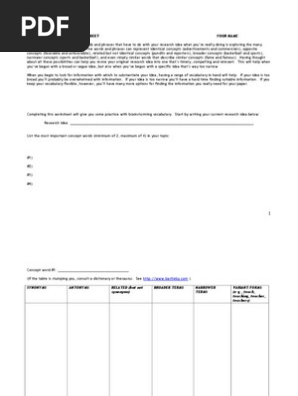English 110 Vocabulary Worksheet
