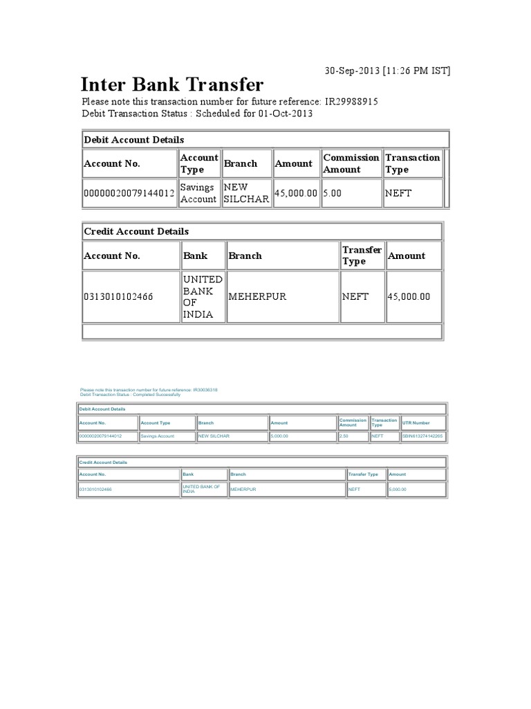 Inter Bank Transfer | PDF | Finance & Money Management