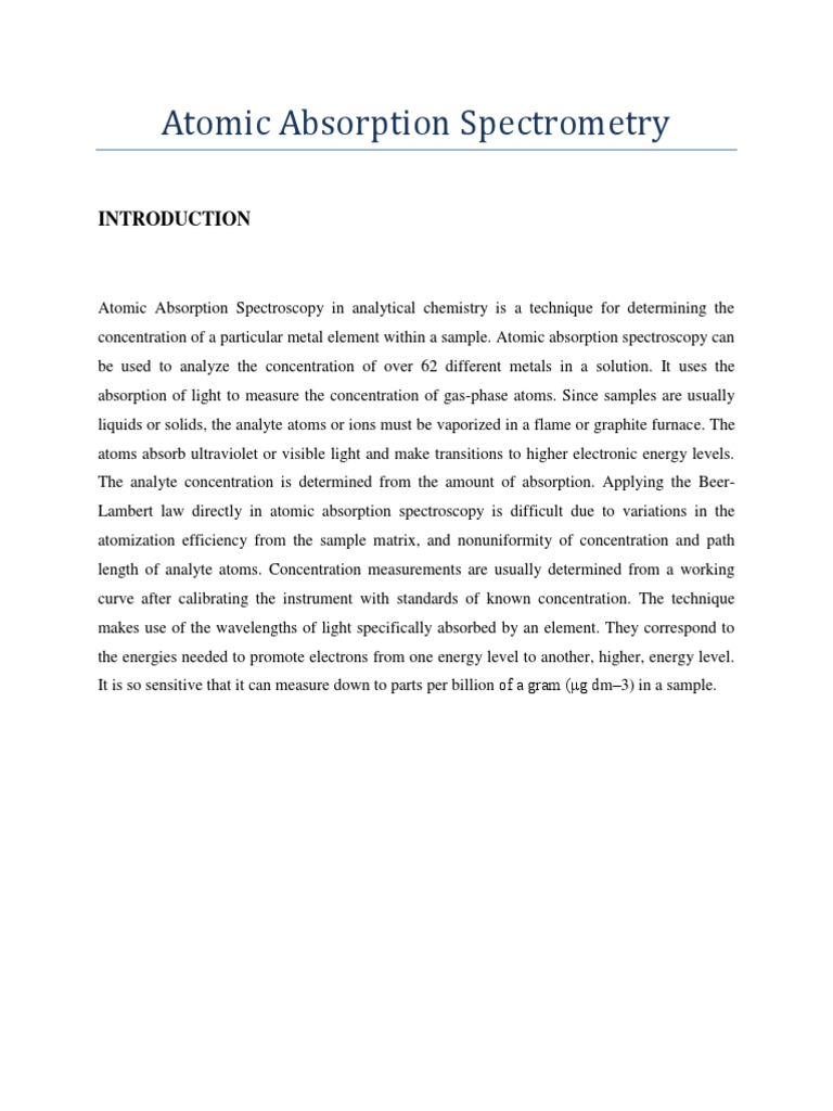 Atomic Absorption Spectrometry | PDF | Atomic Absorption Spectroscopy