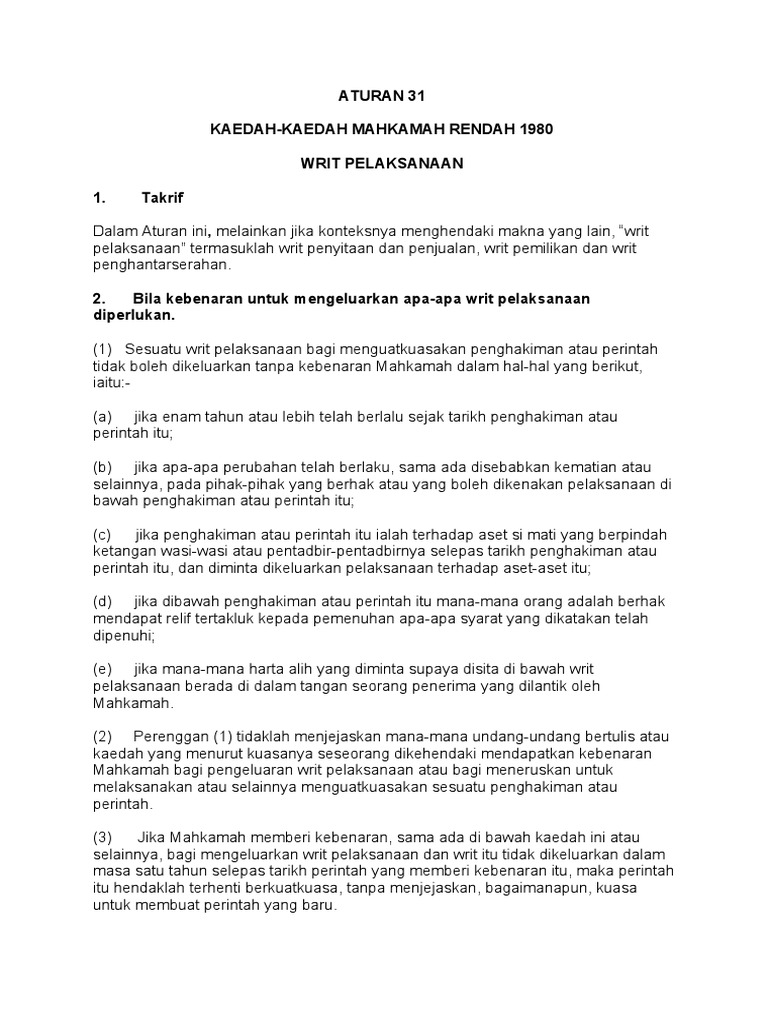 Aturan 31 Maksud Writ2 Pdf