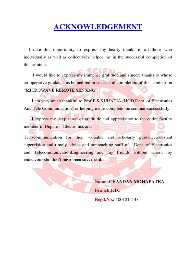 Acknowledgement for Physics Seminar | PDF | Career & Growth
