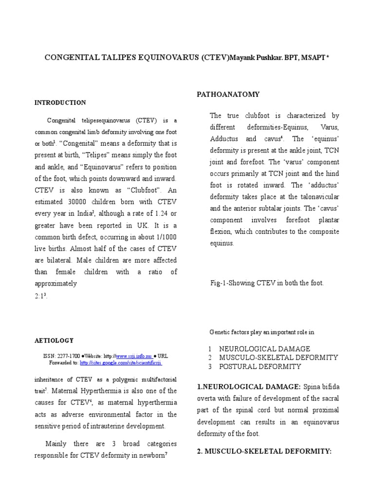 CTEV (Congenital Talipes Equinovarus) | PDF