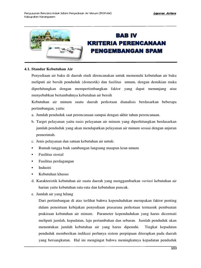 Proyeksi Kebutuhan Air Bersih RISPAM | PDF
