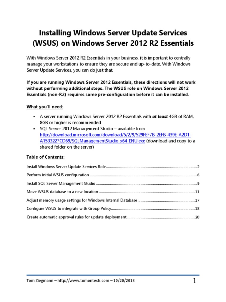 Install WSUS on Windows Server 2012 R2 | PDF | Group Policy | Microsoft ...