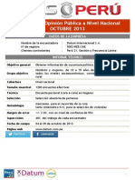 Encuesta de Opinión Pública A Nivel Nacional OCTUBRE 2013: Datos de La Empresa