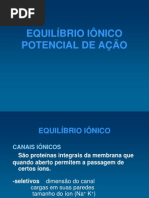 Equilíbrio Iônicos e Potenciais de Ação