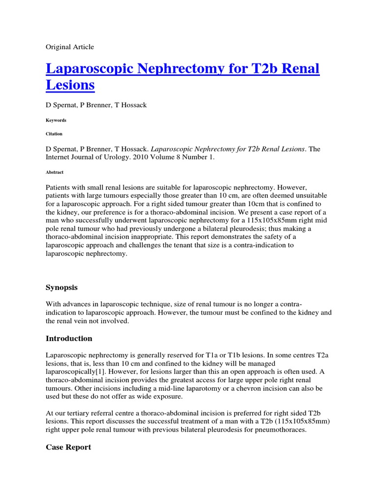 Laparoscopic Nephrectomy for T2b Tumors | PDF | Science & Mathematics
