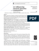 Entrepereneurial Intensity in Communities