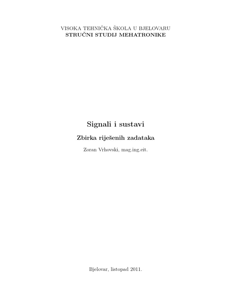Signali I Sustavi - Skripta | PDF