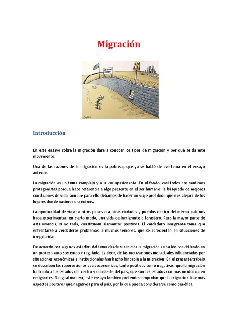 Tipos y Efectos de la Migración | PDF | Migración humana | Inmigración